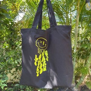 Top Design Canvas Cotton Reusable Tote Shopper Bag Love That For You Black NEW